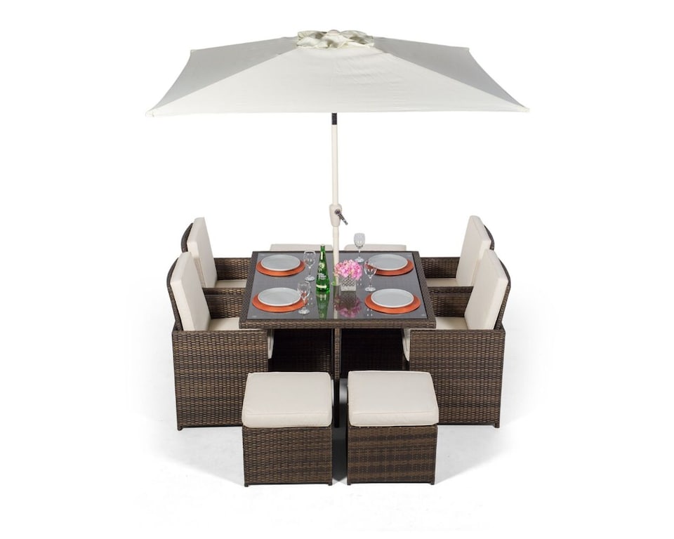 image 1 of Giardino 4 Seater Rattan Cube Dining Set | Brown | Brown