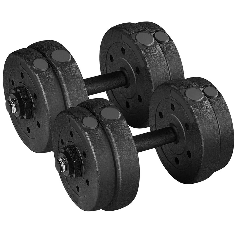 image 1 of Yaheetech 15kg Adjustable Dumbbell Set Black