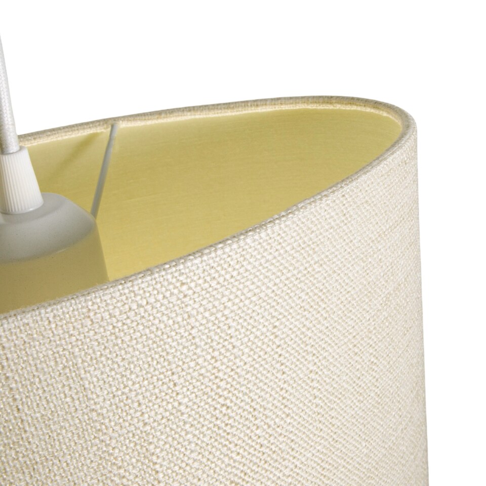 image 1 of Contemporary and Sleek Cream Linen Fabric Oval Lamp Shade 60w Maximum | Cream | 12"