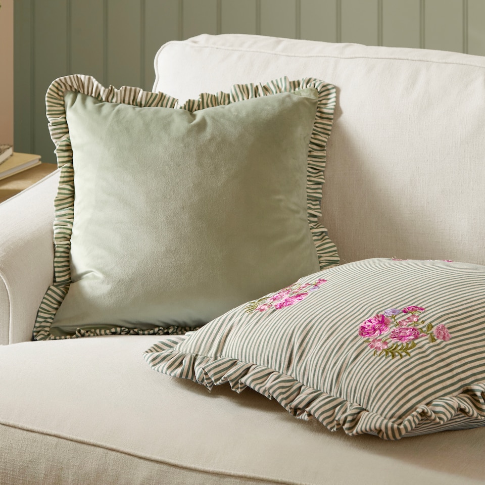 image 1 of Wylder Martha Ruffle Embroidered Ruffle Cushion
