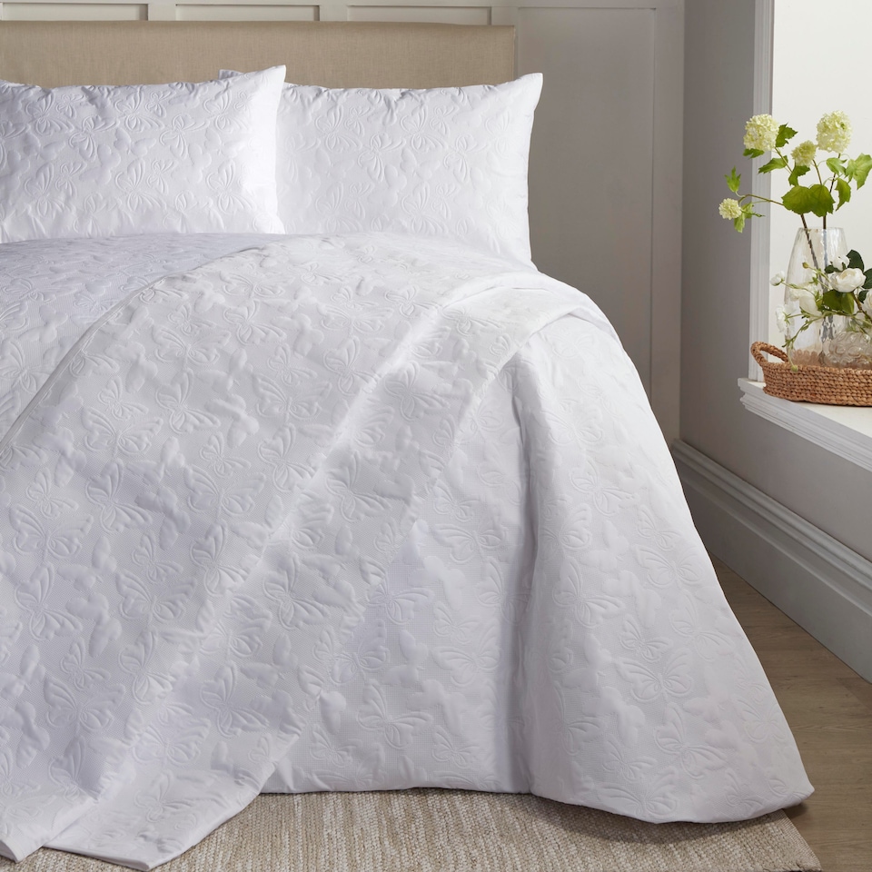 image 1 of Serene Butterfly Garden Duvet Cover Set White