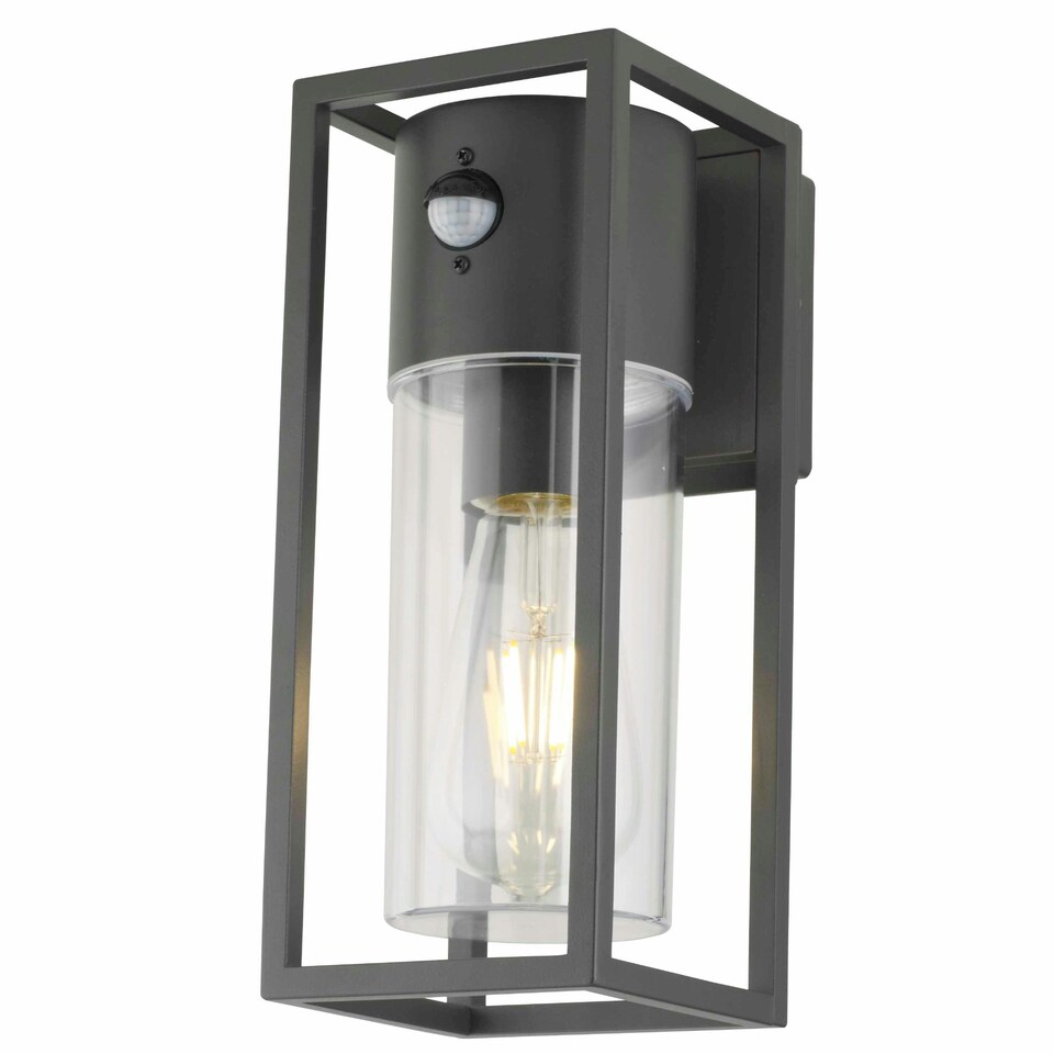 image 1 of Hale - Black Motion Sensor Outdoor Wall Light Black | Clear