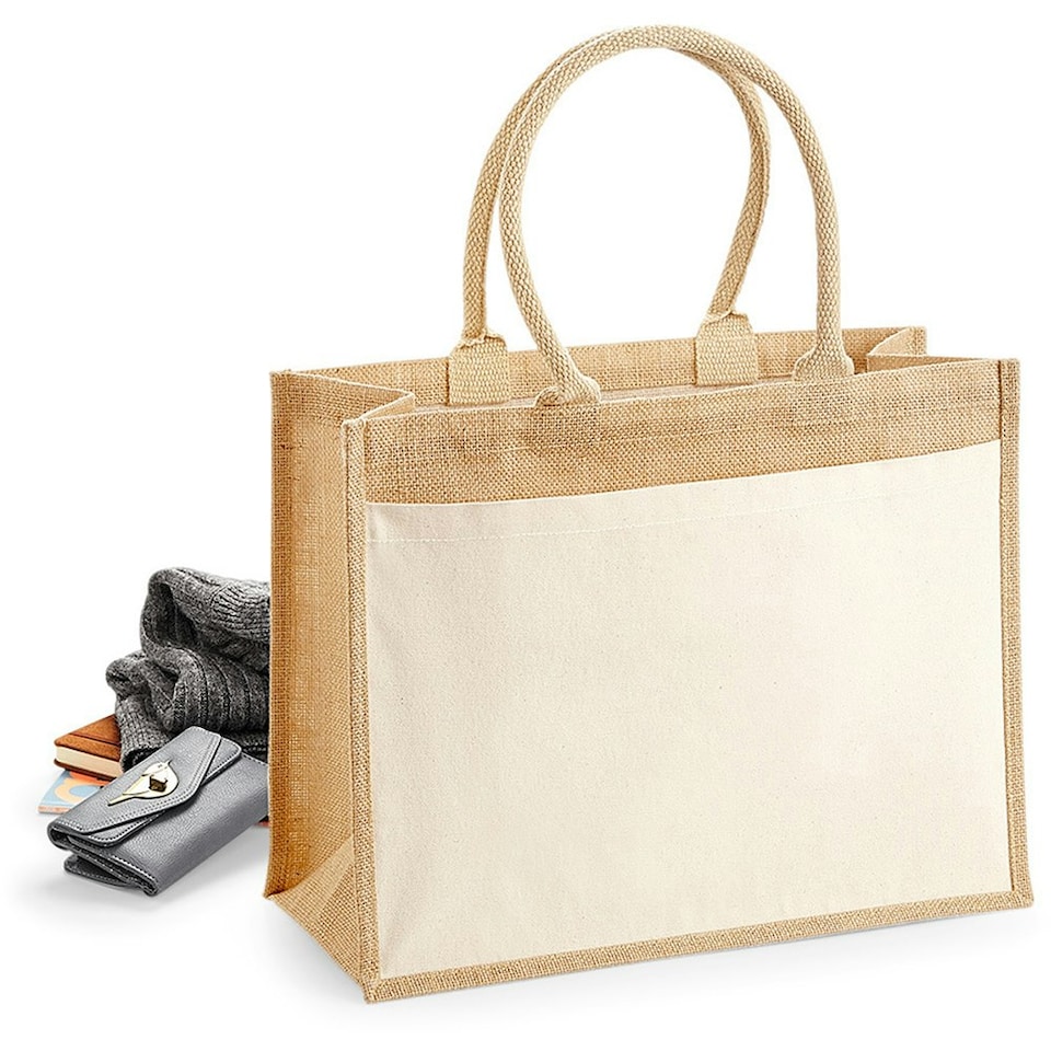 image 1 of Westford Mill Pocket Jute Shopper - Natural - One Size Cream