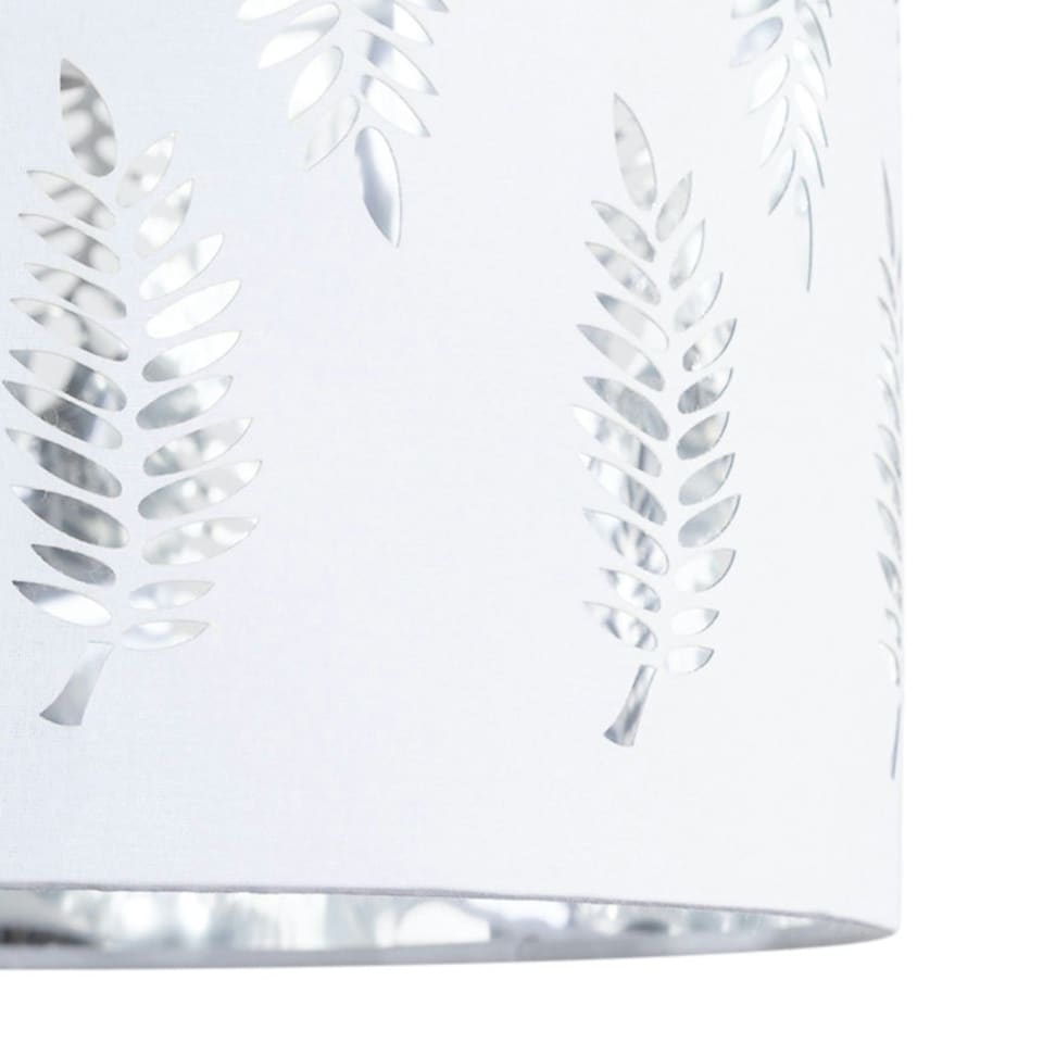 image 1 of Set of 2 Fern - White Cut Out 30cm Pendant Lightshades White | Silver