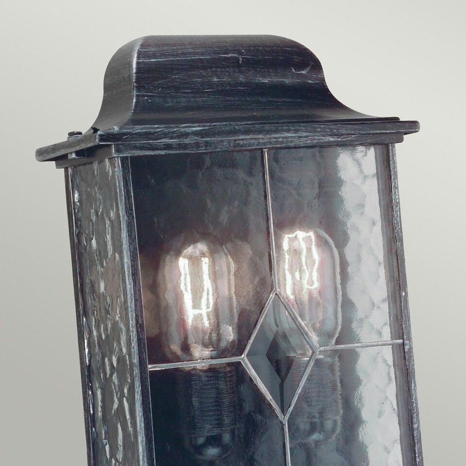 image 1 of Wexford 2 Light Outdoor Wall Half Lantern Light Black Silver IP43, E27