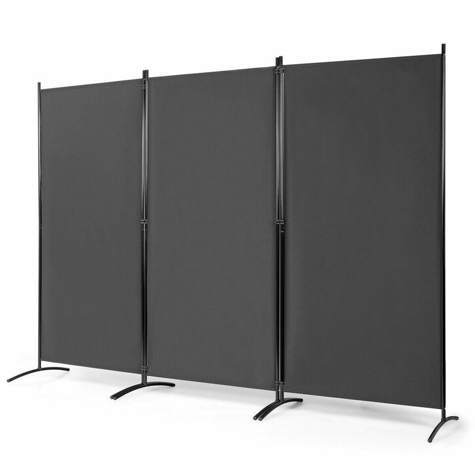 image 1 of COSTWAY 3 Panels Room Divider Folding Room Partition Grey Grey