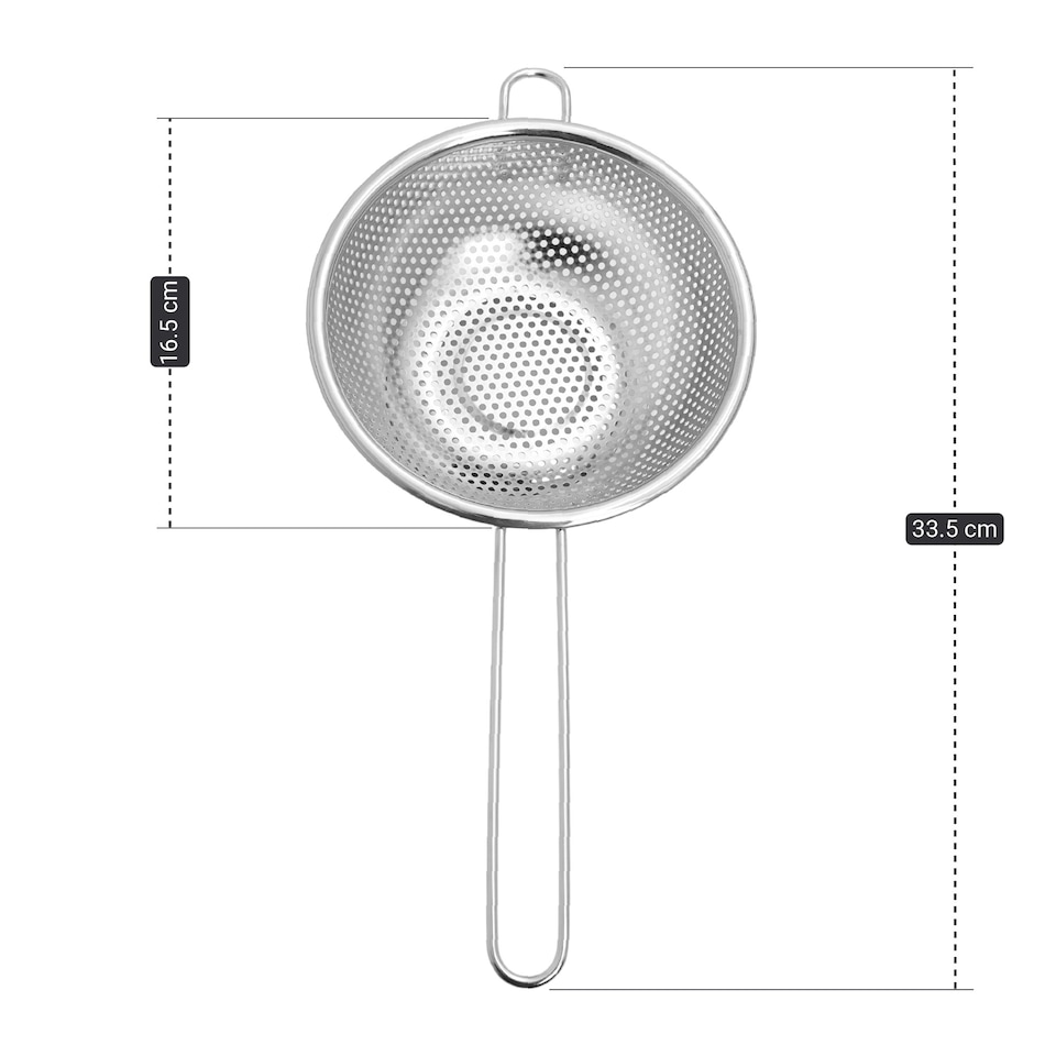 image 1 of Buckingham Stainless Steel Micro-perforated Deep Colander / Strainer 16.5 cm Long Handle