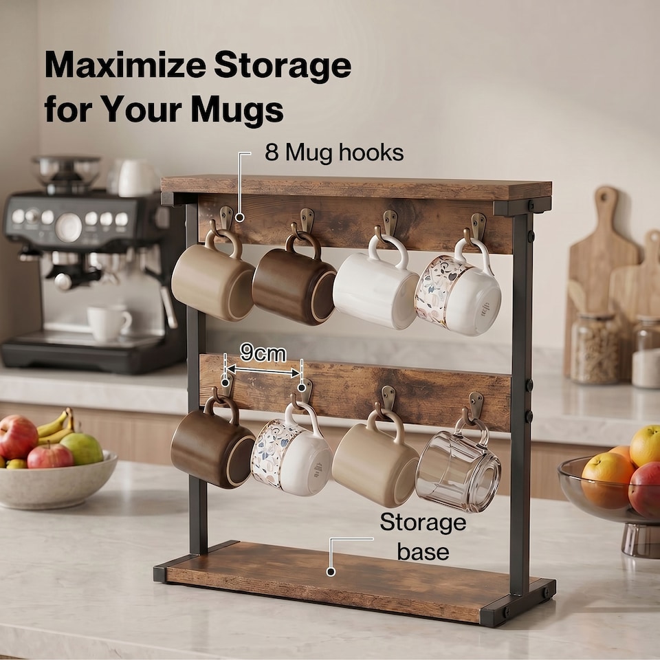 image 1 of Levede Mug Holder Stand Coffee Cup Rack Organiser Countertop Mug Tree with Hooks