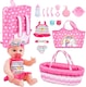 image 1 of Baby Doll Bassinet Bed Playset with Backpack – Realistic Baby Doll, Doll Clothes, Feeding Accessories & Toy Bell