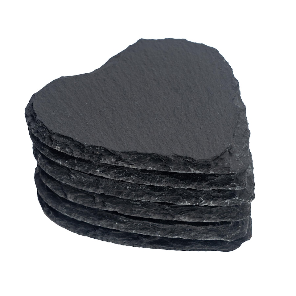 image 1 of Argon Tableware Heart Slate Coasters - 10cm - Pack of 6