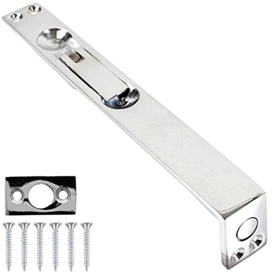image 1 of Golden Grace Pack of 6 Flush Door Bolt in Polished Chrome Finish, Concealed Security French Double Door Bolts - 150mm