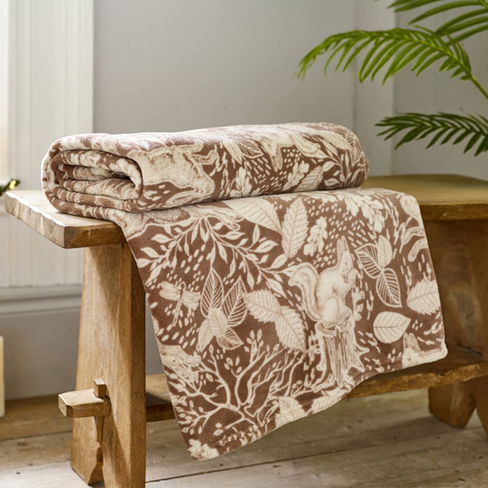 image 1 of Winter Forest Printed Coral Fleece Throw