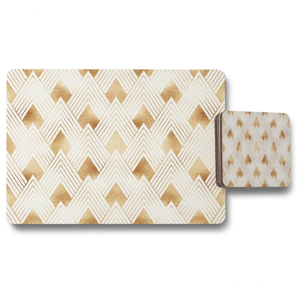 Golden geometric shapes (Placemat & Coaster Set)