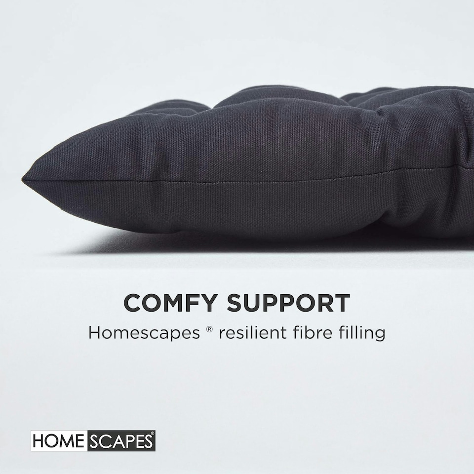 image 1 of Homescapes Garden Bench Cushion Luxury 2 Seater 100% Cotton Indoor Outdoor Seat Pad Black | 108 x 42 cm