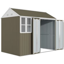 Outsunny 8x6ft Metal Garden Shed Outdoor Storage Shed w/ Doors Window, Grey