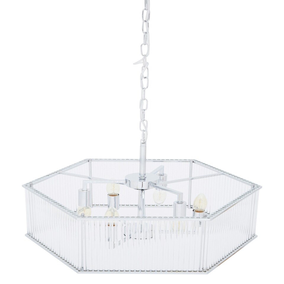image 1 of Interiors by Premier 6 Light Hexagonal Chrome Pendant Light