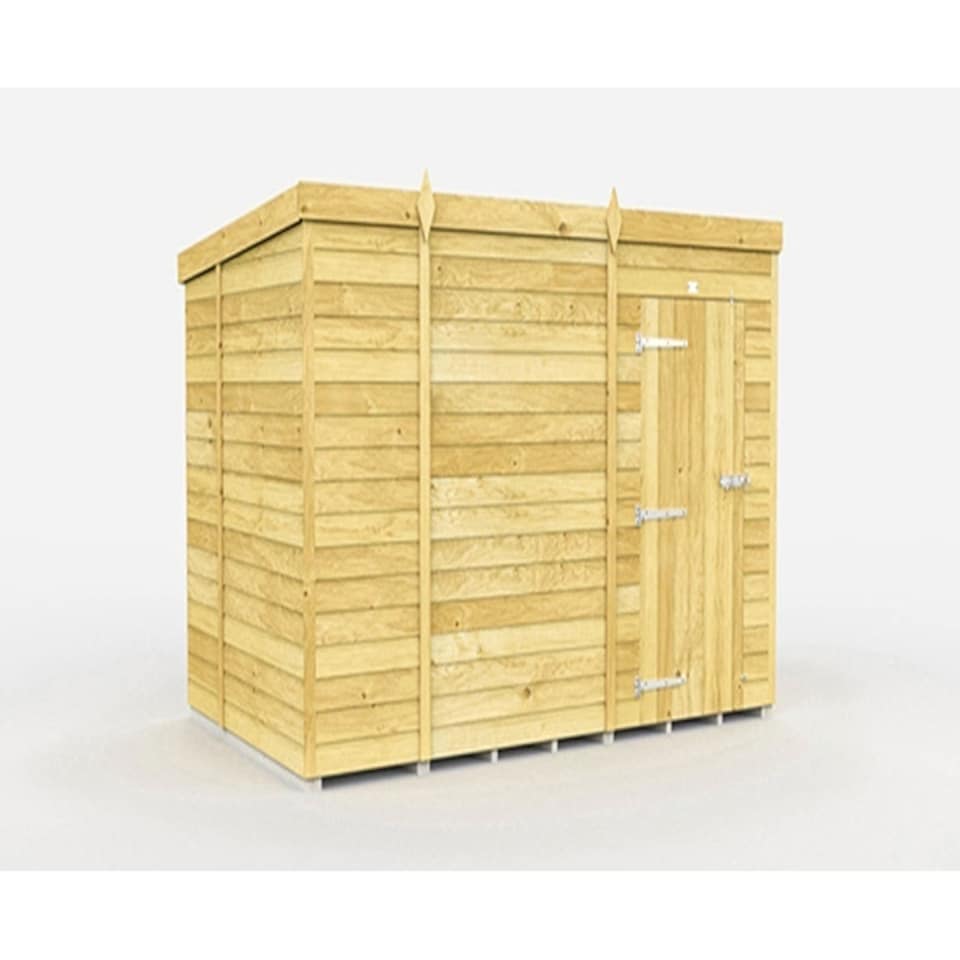 image 1 of 9 x 6 Feet Pent Shed - Single Door Without Windows - Wood - L178 x W276 x H201 cm | Brown
