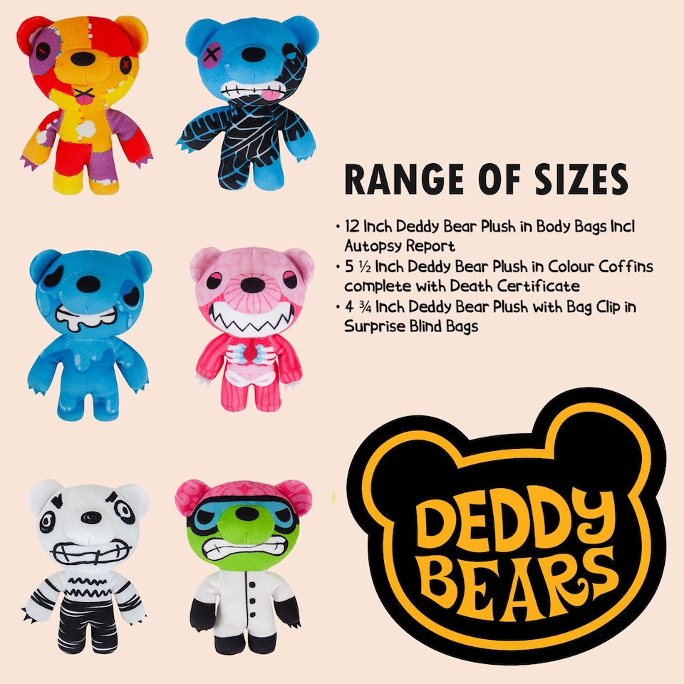 image 1 of vfm-estore Deddy Bears Skidmark Soft Toy 14cm x 15cm x 8cm - Blue Plush
