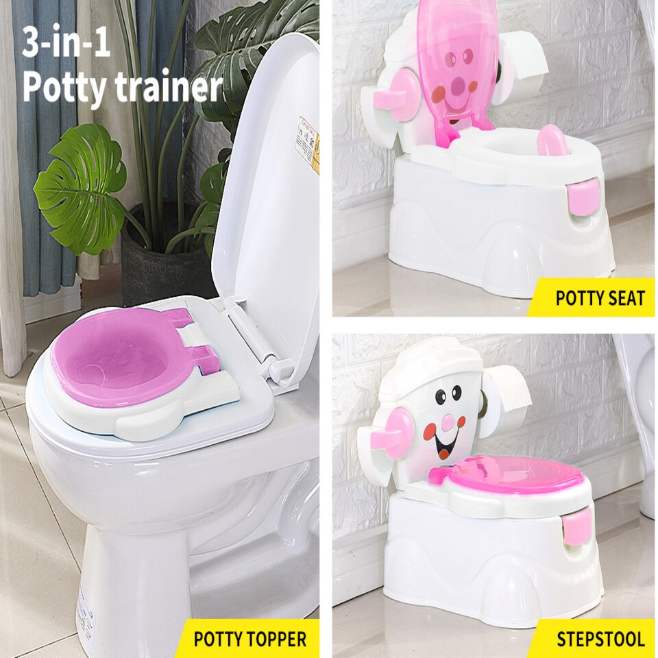 image 1 of Dekko Kids Potty Trainer Seat Plastic Non Slip Toilet Training for Toddlers | Pink | Pink