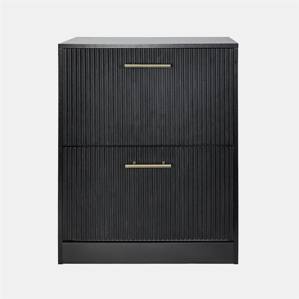 image 1 of OHS Ribbed 2-Drawer Shoe Cabinet Flip Down Hallway Storage Unit