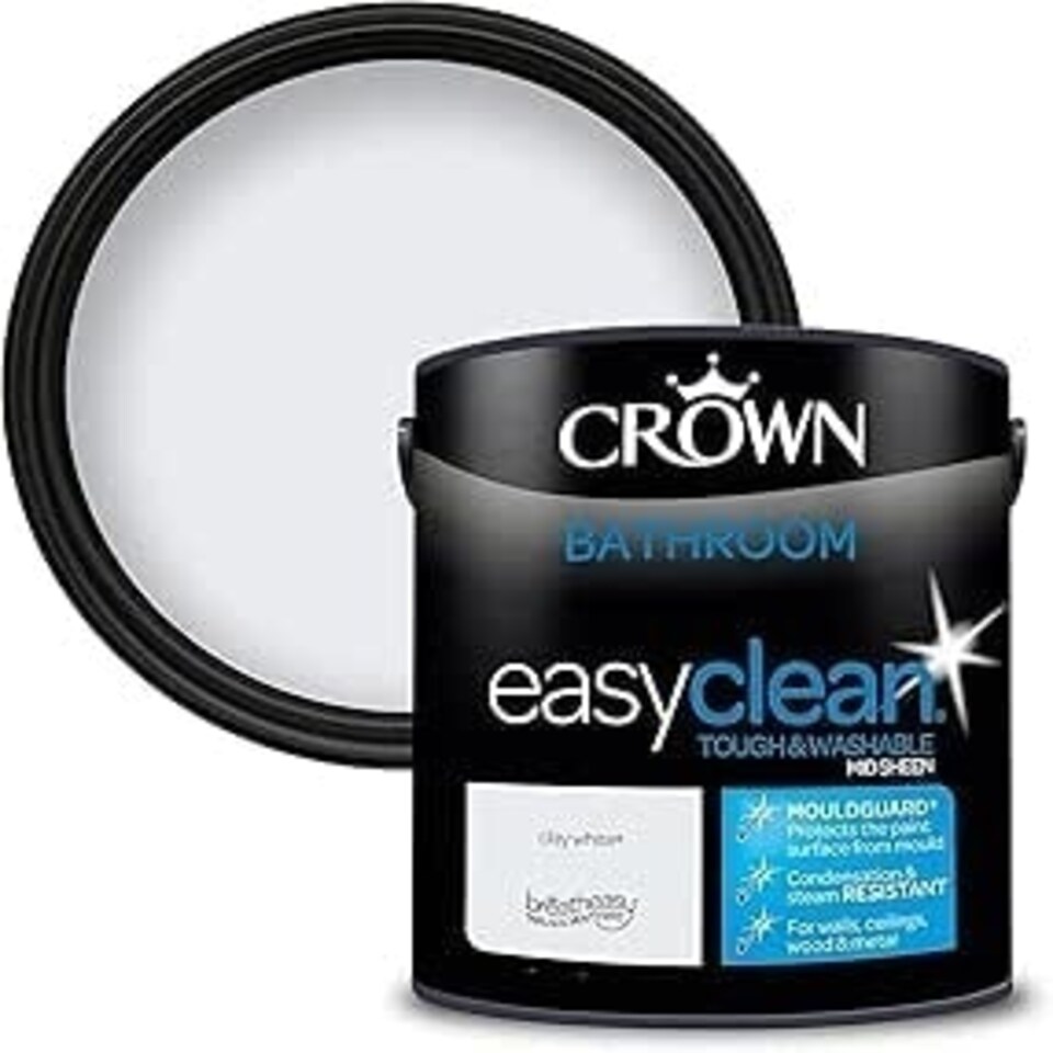 image 1 of Crown Easyclean Bathroom Mid Sheen 2.5L Clay White