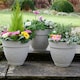 image 2 of Pack of 3 Floral Design Planters in Sandstone Finish | Cream