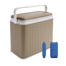 24L Rattan Design Cooler Lunch Box with 2 Ice Packs | Cream | 1
