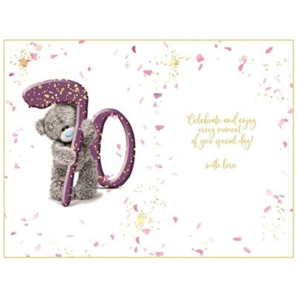 image 1 of Bear Peeking Through 70th Birthday Card