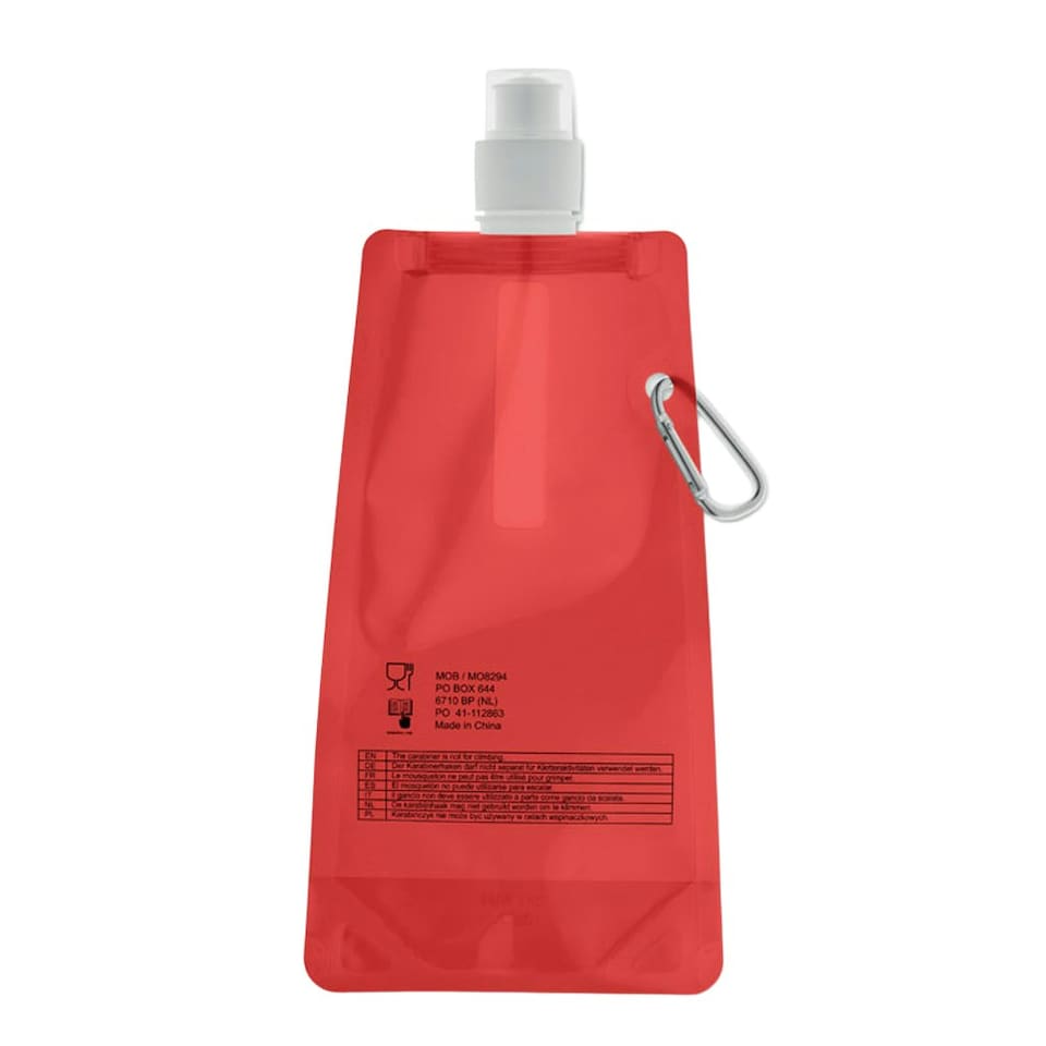 image 1 of MidOcean Gates Plain Foldable 480ml Water Bottle - Transparent Red - One Size | Red | One Size