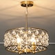 image 2 of HOMCOM Crystal Chandelier with Adjustable Height, 4-Light Modern Flush Mount Ceiling Light, Hanging Chandelier with E14 Base for Living Room, Bedroom, Dining Room, Bulb Not Included, Gold Tone | Gold