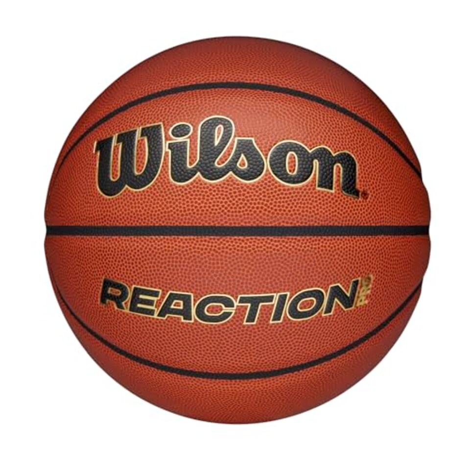 image 1 of Wilson Reaction Pro Basketball, Made From Durable Composite Materials With Vlc Technology, Colour: Brown/Gold, Size: 5