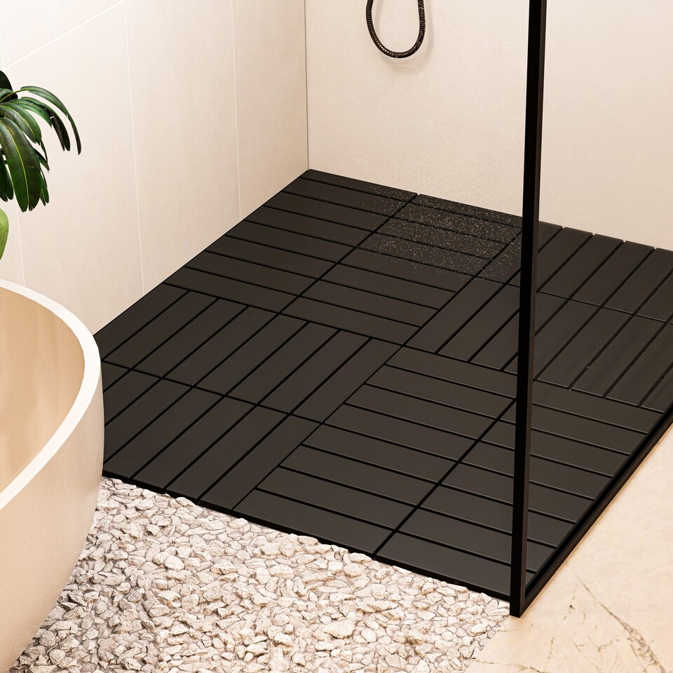 image 1 of URBNLIVING Interlocking Garden Deck Tiles | Multi | Anthracite | 9 Tiles