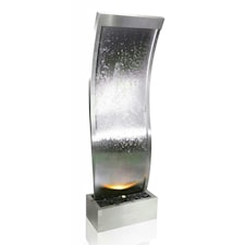 Primrose Curved Silver Stainless Steel Water Feature Wall Cascade 183cm