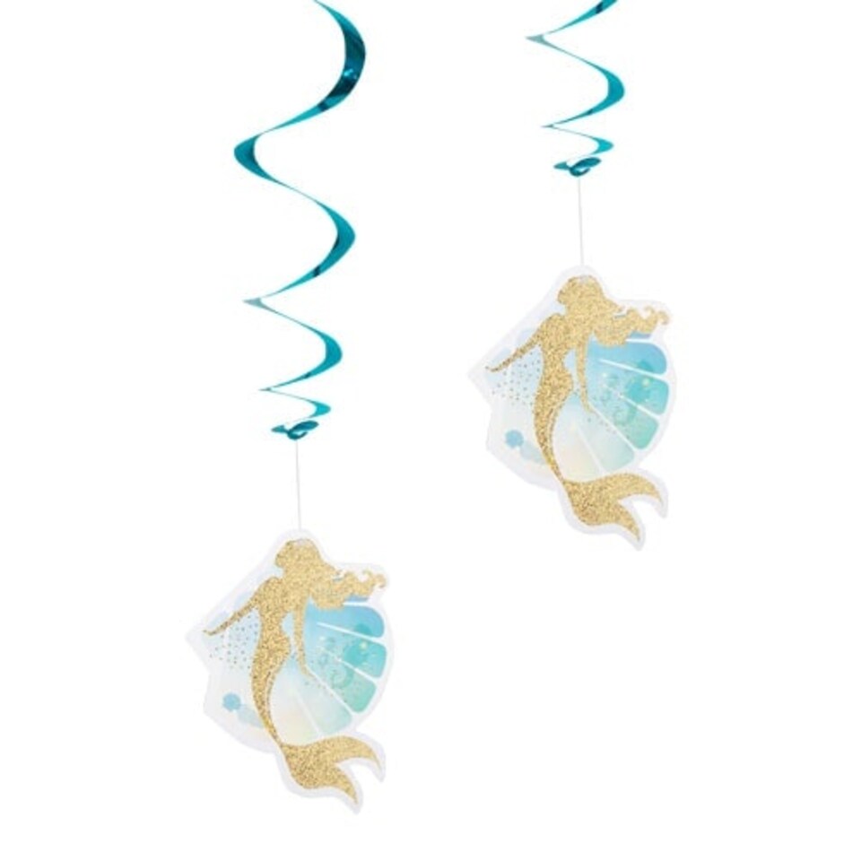 Mermaid Hanging Foil Swirl Decorations - Pack of 2