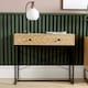 image 3 of Console Table 2 Drawers Aztec Design Oak Effect Metal Legs Hallway Storage Unit