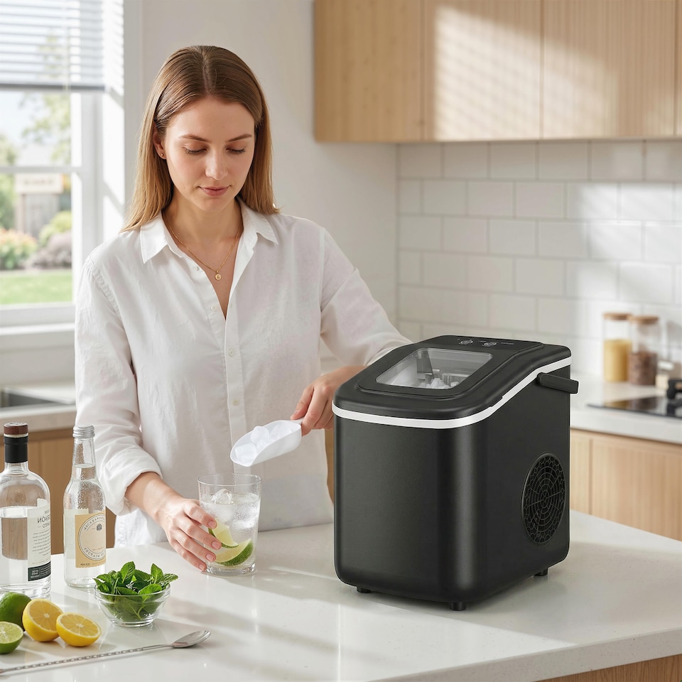 image 1 of HOMCOM Countertop Ice Maker Machine Self-Cleaning 2 Sizes Black