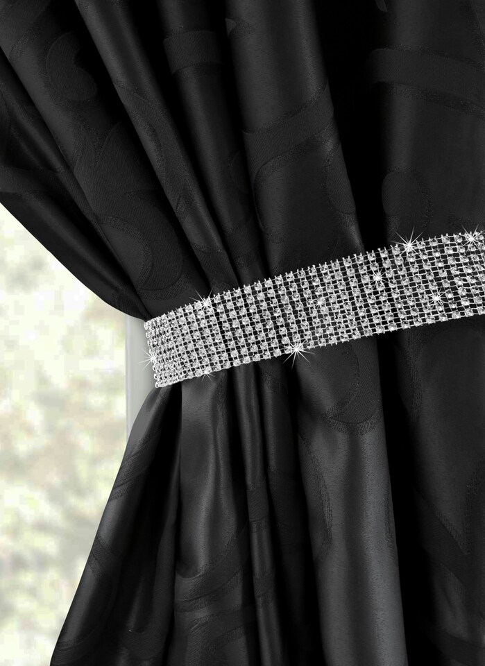 image 1 of Intimates Diamante Strip Curtain Tieback Pair | Silver | Silver