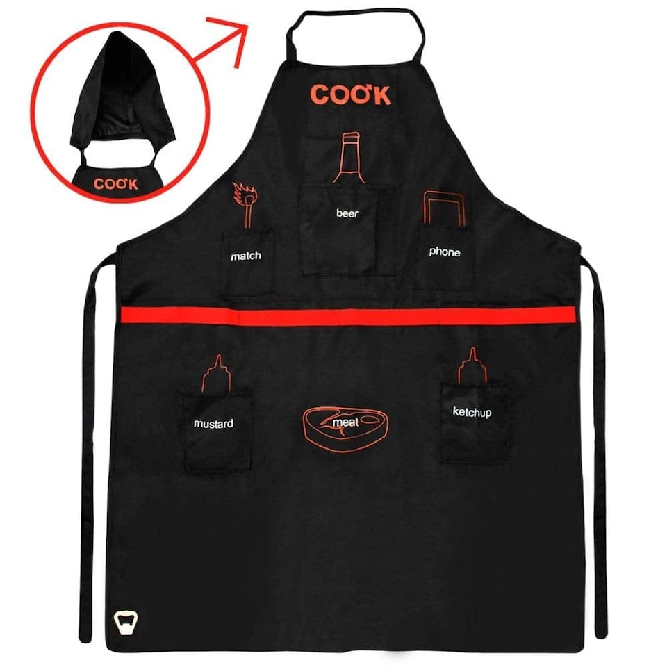 image 1 of The Man Apron Pockets BBQ Kitchen Novelty