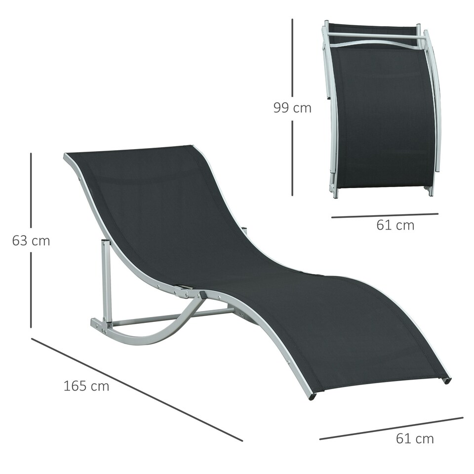 image 1 of Outsunny Set of 2 Zero Gravity Lounge Chair Recliners Sun Lounger Black
