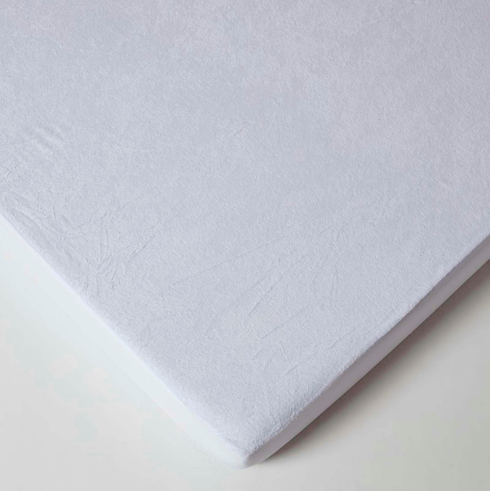 image 1 of Homescapes Cot Bed Terry Towelling Waterproof Mattress Protector - 70 x 140 cm - Pack of 2 | White | One Size