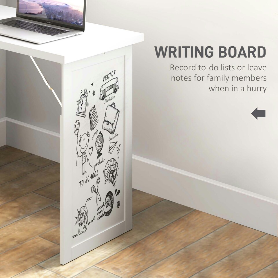 image 1 of HOMCOM Convertible Desk with Whiteboard Multi-function Workstation, White