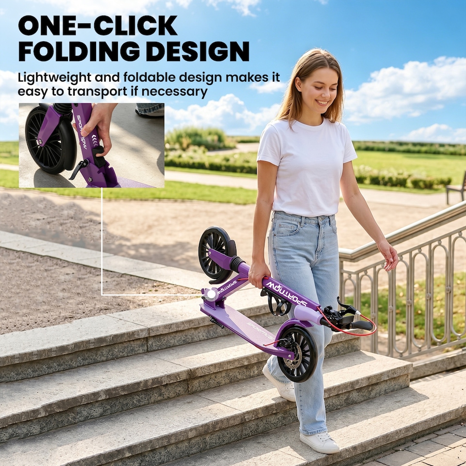 image 1 of SPORTNOW Foldable Kick Scooter with Height Adjustable Handlebar, Adult Scooters