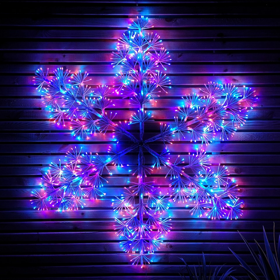 image 1 of 1.2m Twinkling Starburst Snowflake Christmas decoration with 960 Rainbow LEDs