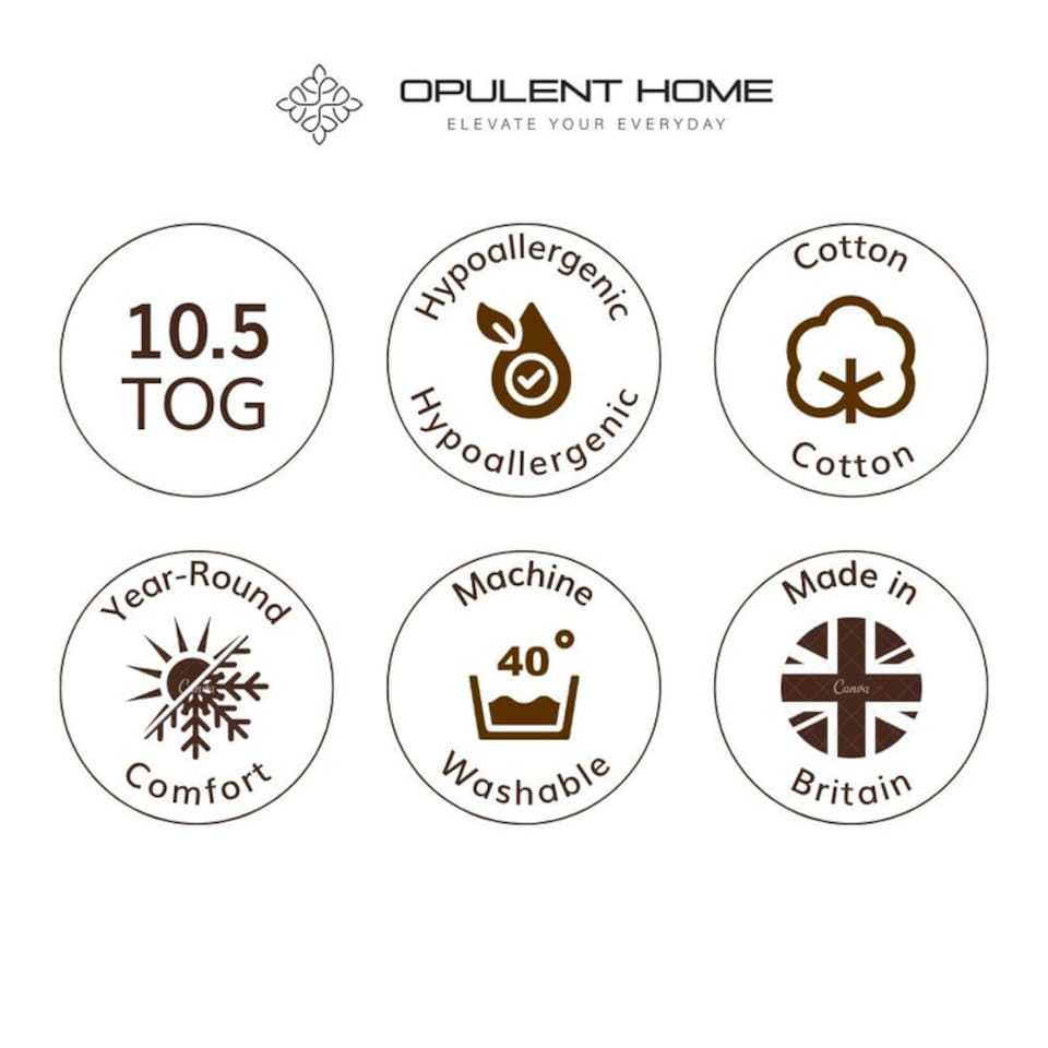 image 1 of Opulent Home Lightweight 100% Cotton 10.5 Tog All Season Duvet|White|King