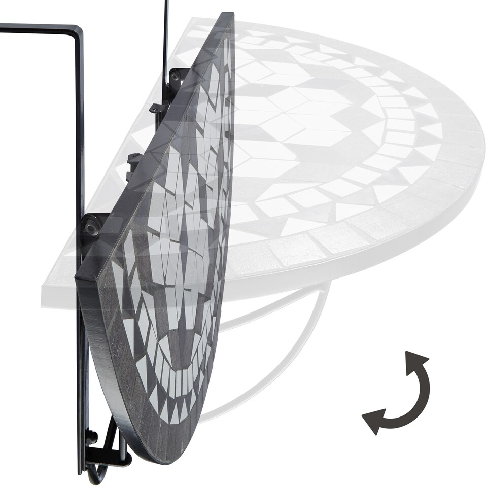 image 1 of Hanging table with mosaic pattern 75x65x62cm | Black | black/white | 1
