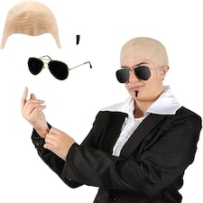 Mr Worldwide Costume Set - Bald Cap, Glasses, Soul Patch - Pitbull Costume N/A | One Size