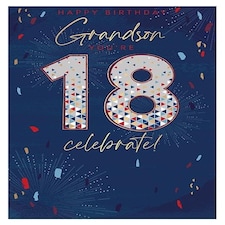 Words 'n' Wishes Grandson 18th Birthday Card - Happy Birthday Grandson You're 18 Celebrate!