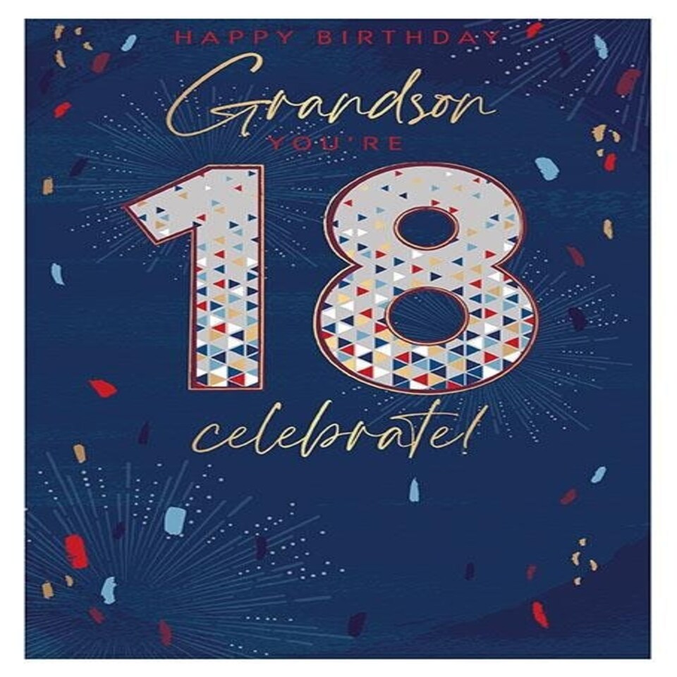 Words 'n' Wishes Grandson 18th Birthday Card - Happy Birthday Grandson You're 18 Celebrate!