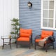 image 2 of Outsunny 3 Pieces Rattan Bistro Set with Tempered Glass Table Orange