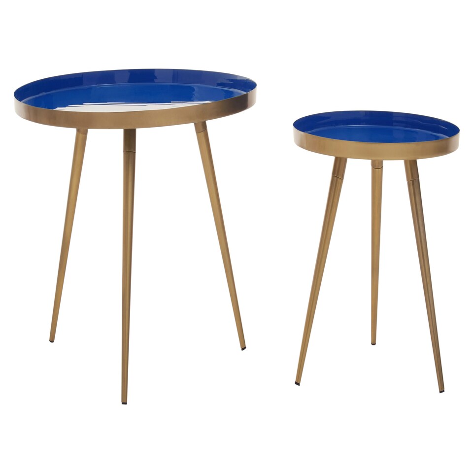 image 1 of Amira Blue Enamel Nest Of Two Tables. Blue